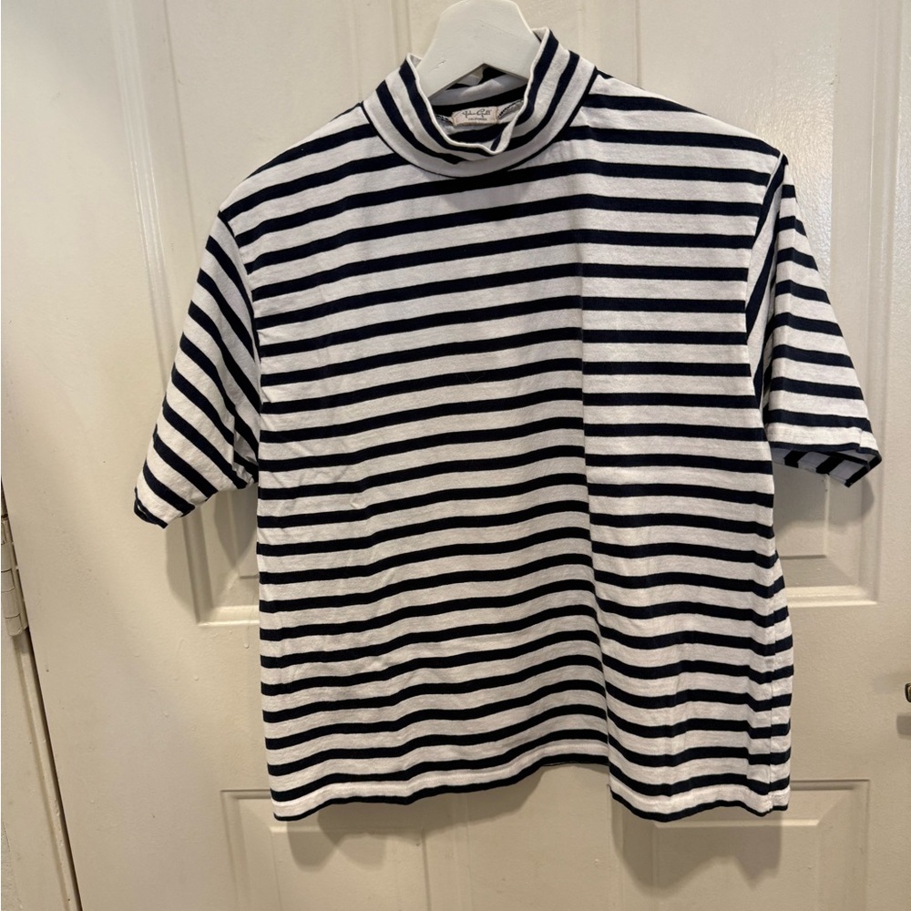 Brandy Melville John Galt mock neck boxy striped top